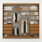 Rufus wardrobe interior with shelves, drawers and rails, maximum organisation