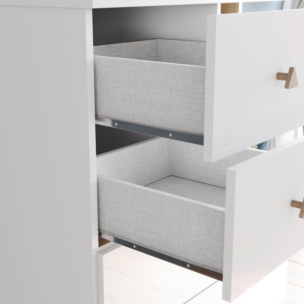 Gamil Vicawu 4-door children's wardrobe with spacious drawers and modern white finish