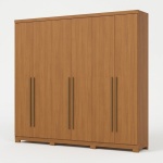 Blenda Vicawu 6 Door Wardrobe in warm oak with minimalist design and long brown handles