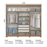 Blenda Vicawu 6 Door Wardrobe dimensions with drawers, shelves and internal hanging space