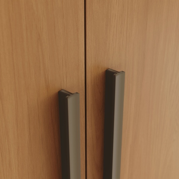Blenda Vicawu wardrobe handle detail with modern brown finish and minimalist style