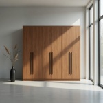 Blenda Vicawu 6 Door Wardrobe with elegant oak finish in bright modern bedroom setting