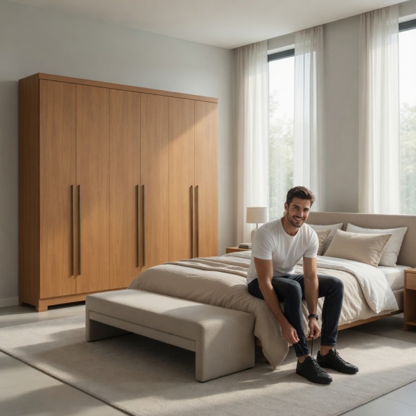 Large Blenda Vicawu 6 Door Wardrobe with contemporary oak design for spacious bedrooms